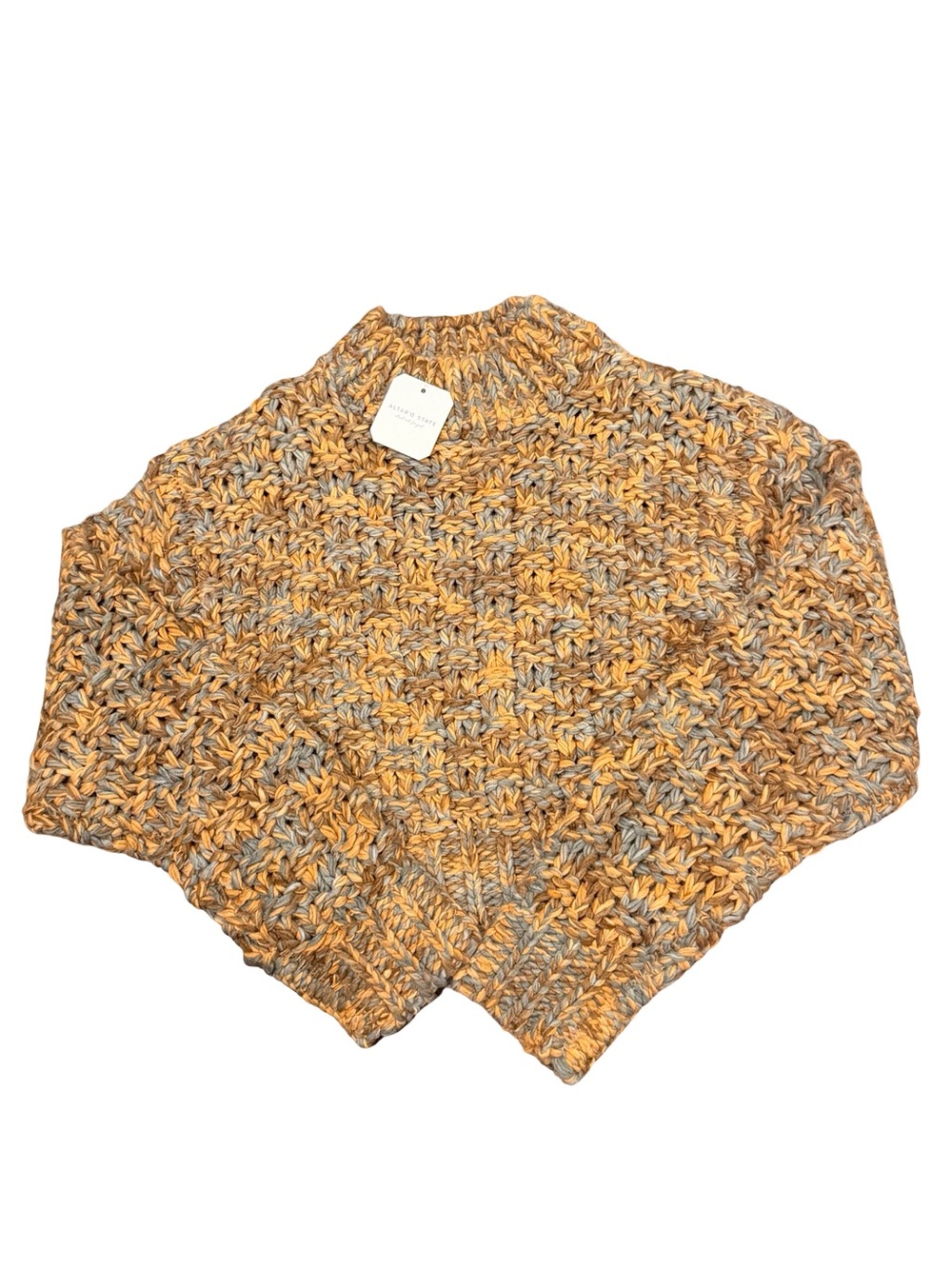 Altar’d State Marled Chunky Knit Sweater Orange Brown Gray XS NWT - Picture 12 of 12